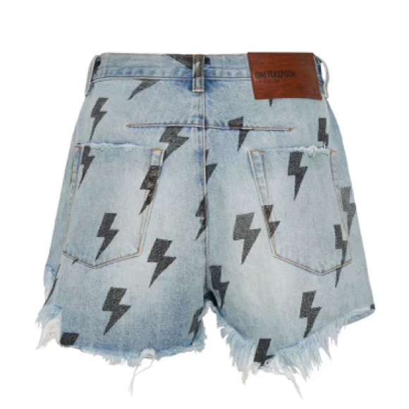 BLUE LIGHTNING LE WOLVES MID LENGTH DENIM SHORT - Picture 2 of 2